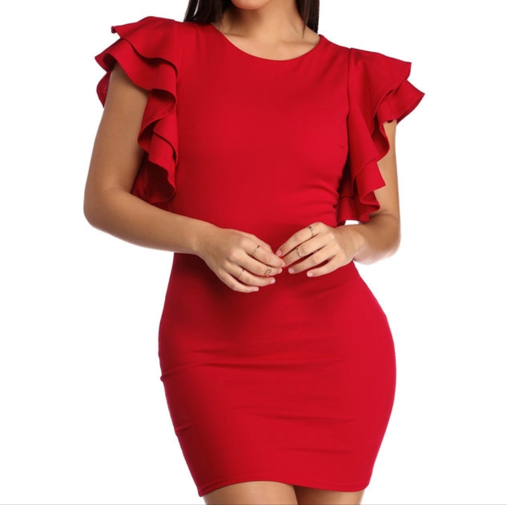 Windsor Red "Everyday I'm Rufflin" Dress Size Small New With tags